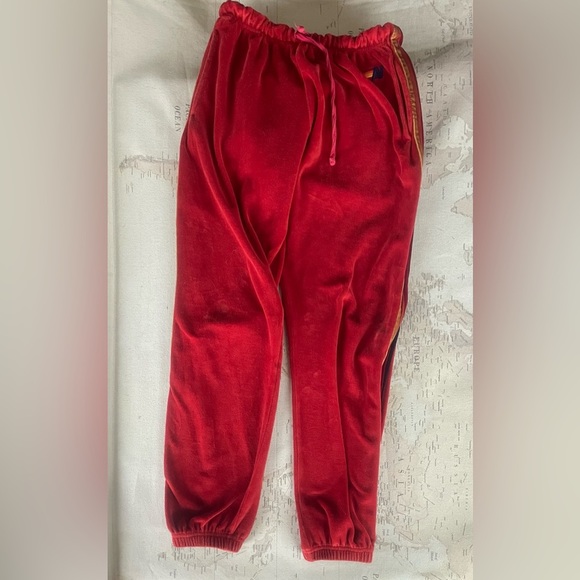 Aviator Nation CLASSIC VELVET SWEATPANTS - RED Size Medium Men’s - Picture 3 of 11